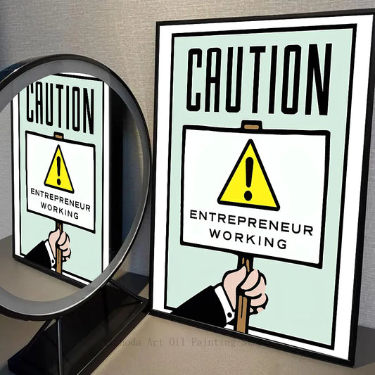 Caution Entrepeneur working